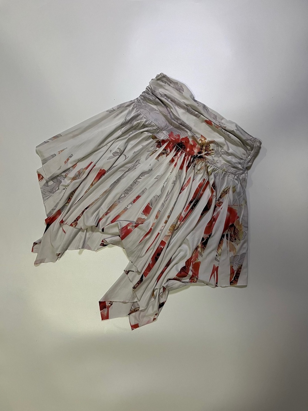 y2k seductions asymmetrical white mini skirt